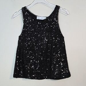 Zara Kids Black Sequin Tank, Size 6 ~ NWT